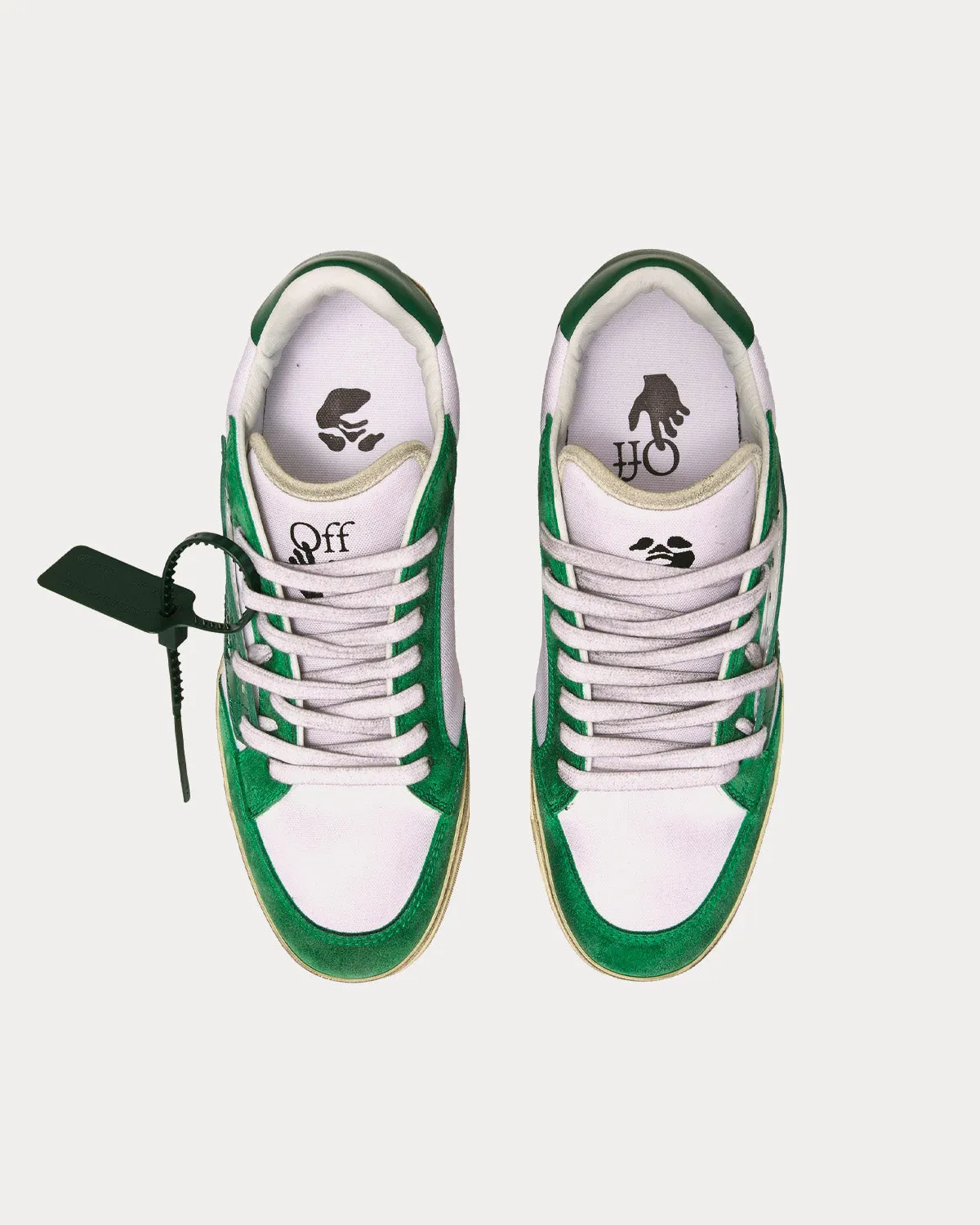 5.0 Sneaker Vintage Finish White / Green Low Top Sneakers