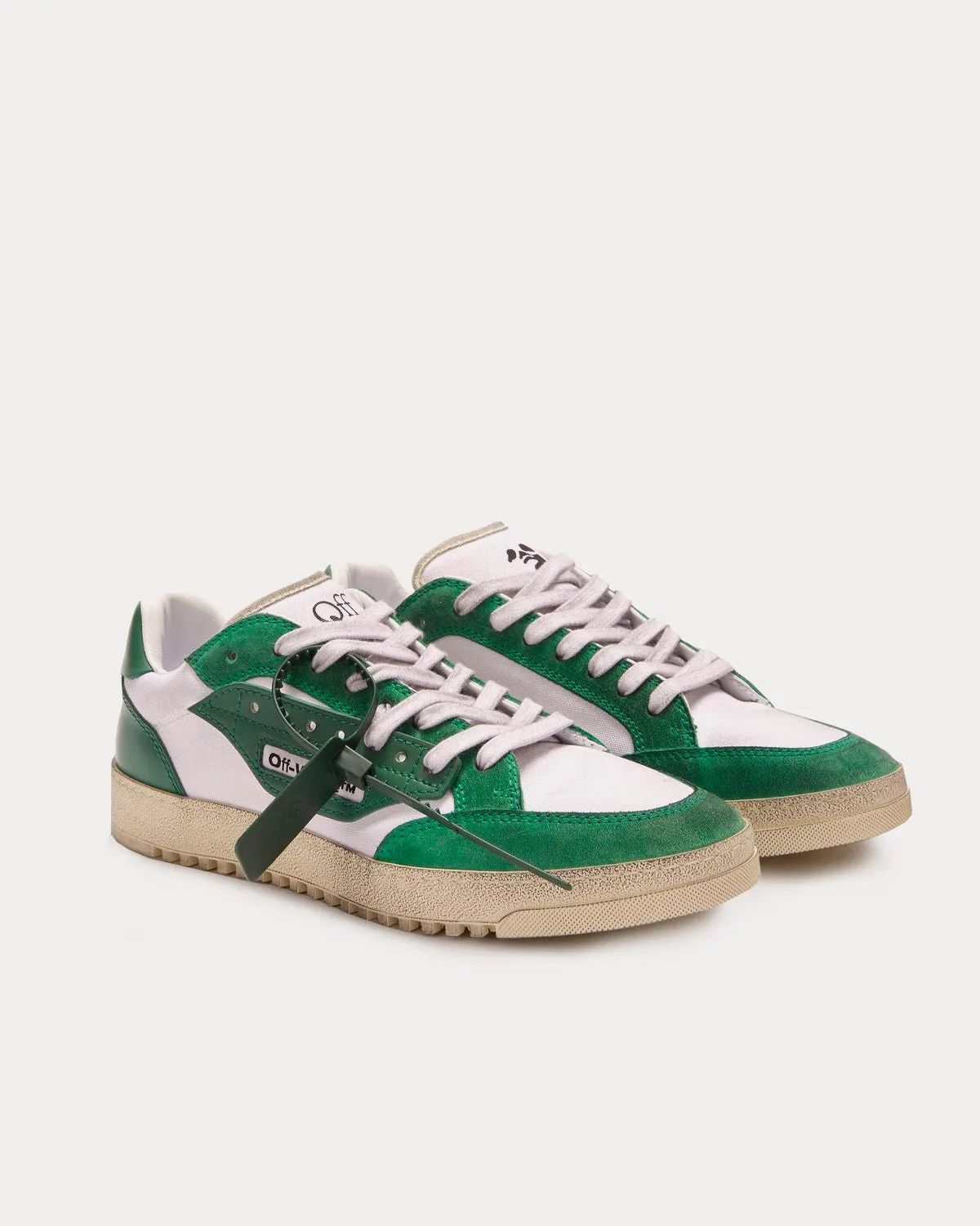 5.0 Sneaker Vintage Finish White / Green Low Top Sneakers