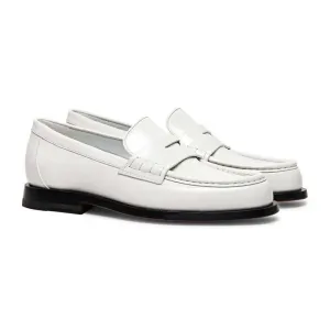 6 CM / 2.36 Inches - CMR CHAMARIPA Elevator Shoes For Women - Hidden Heel Shoes - White Leather Penny Loafers