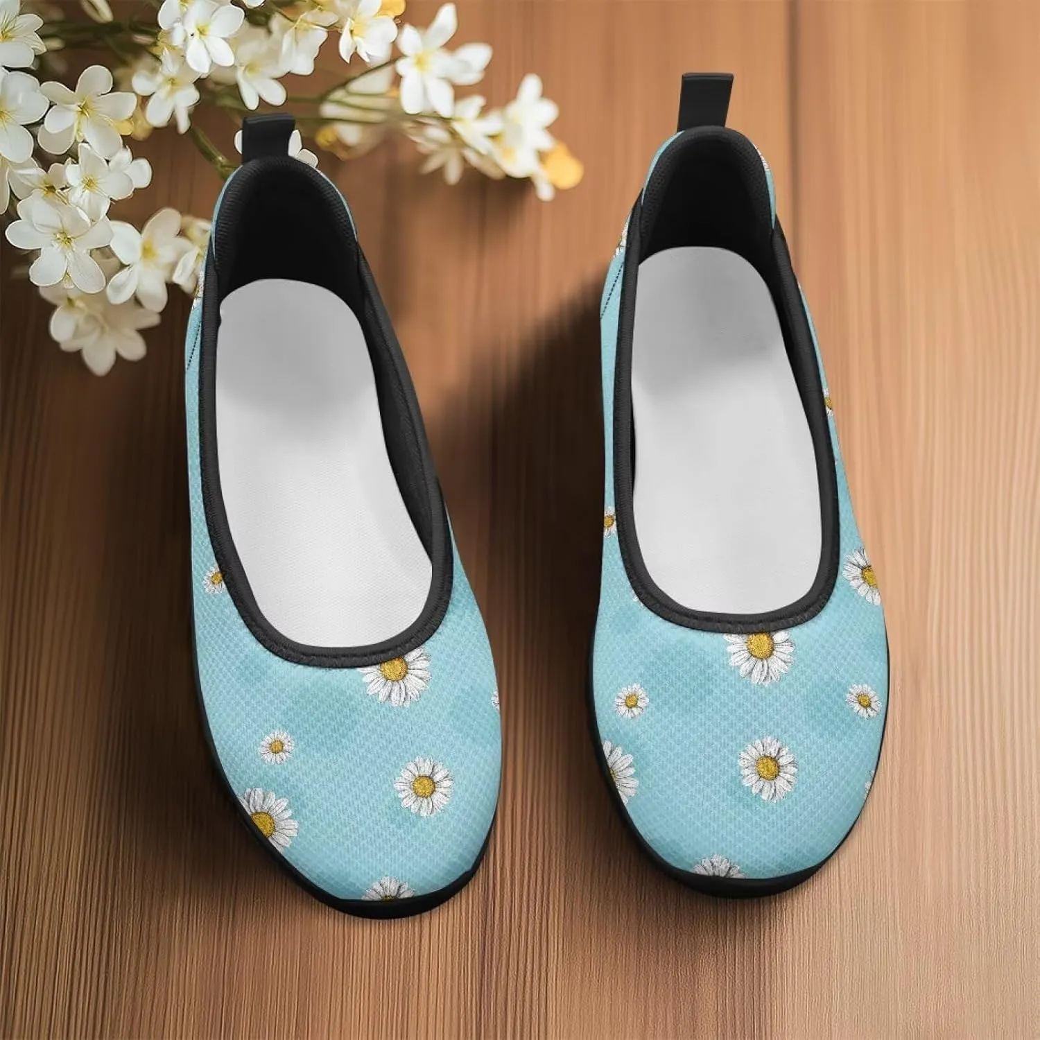Art Painted Travel Shoes for Women Slip On Flat Casual Mesh Flying Dress Loafers Lightweight Comfort Fashion Sneaker for Ladies US Size 6-11