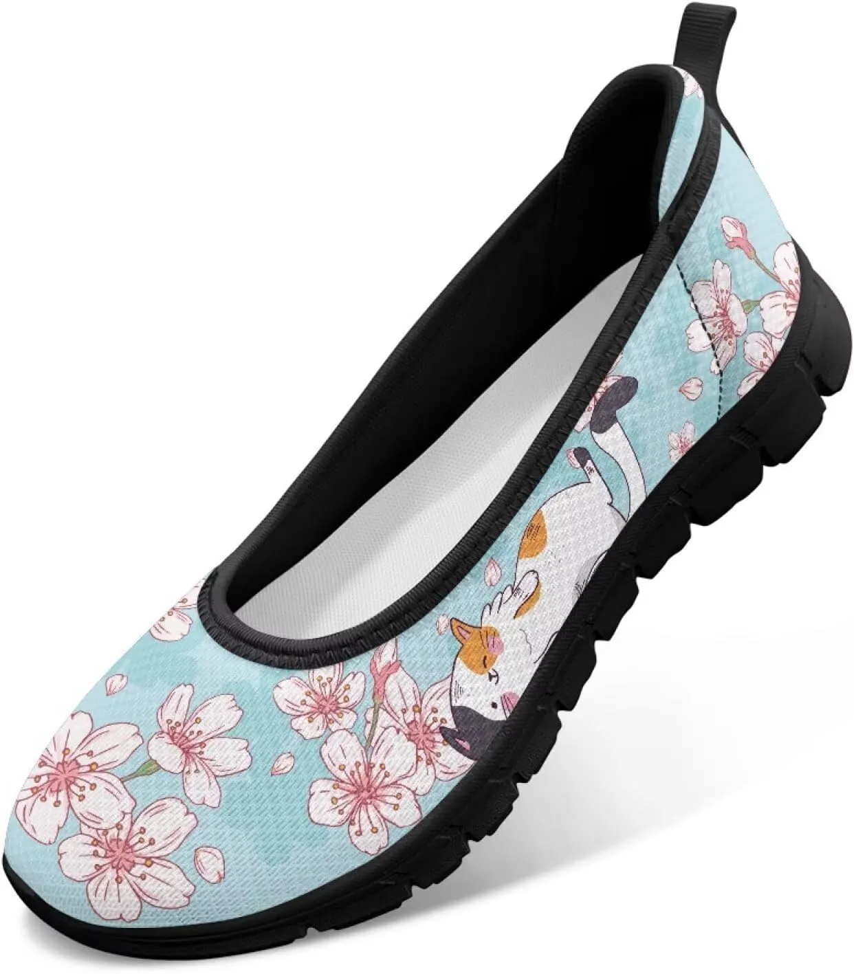 Art Painted Travel Shoes for Women Slip On Flat Casual Mesh Flying Dress Loafers Lightweight Comfort Fashion Sneaker for Ladies US Size 6-11