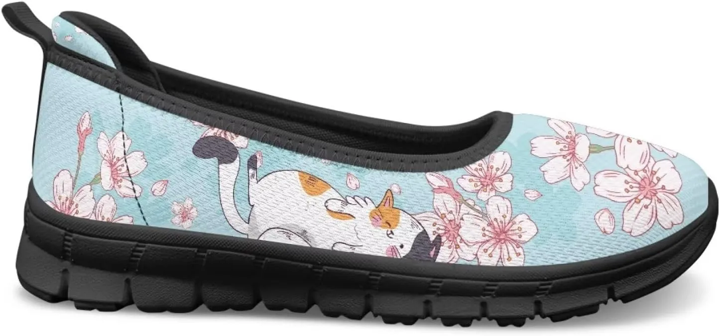 Art Painted Travel Shoes for Women Slip On Flat Casual Mesh Flying Dress Loafers Lightweight Comfort Fashion Sneaker for Ladies US Size 6-11