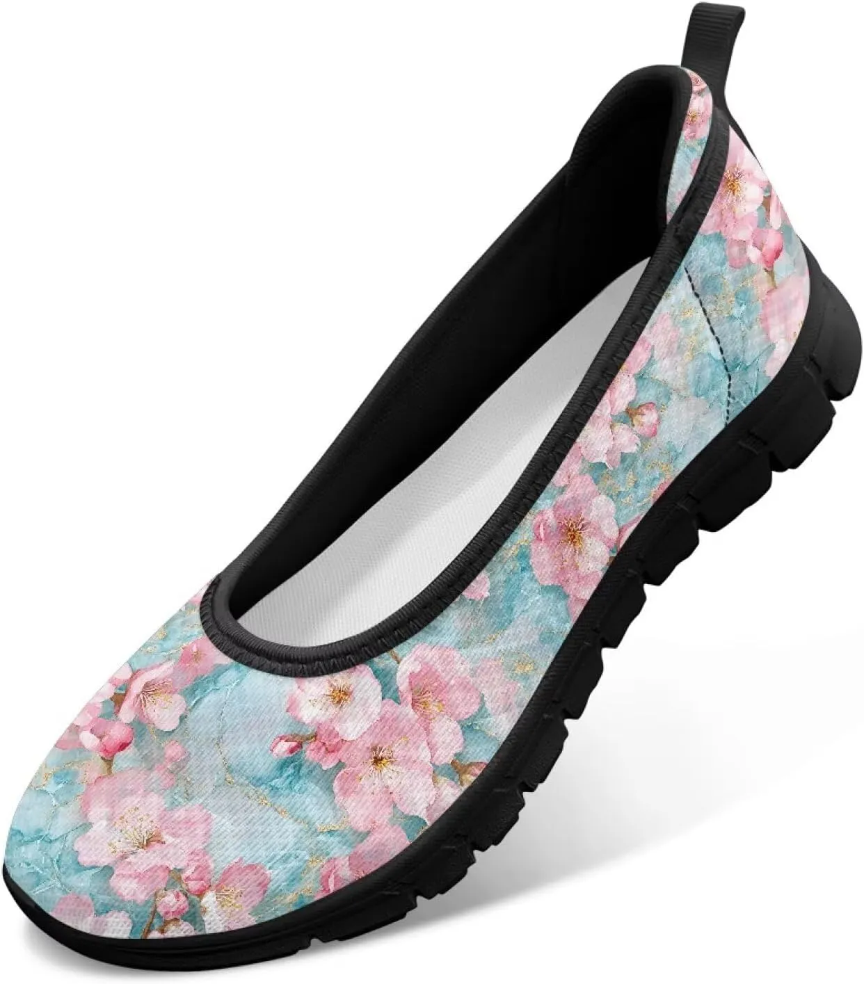 Art Painted Travel Shoes for Women Slip On Flat Casual Mesh Flying Dress Loafers Lightweight Comfort Fashion Sneaker for Ladies US Size 6-11