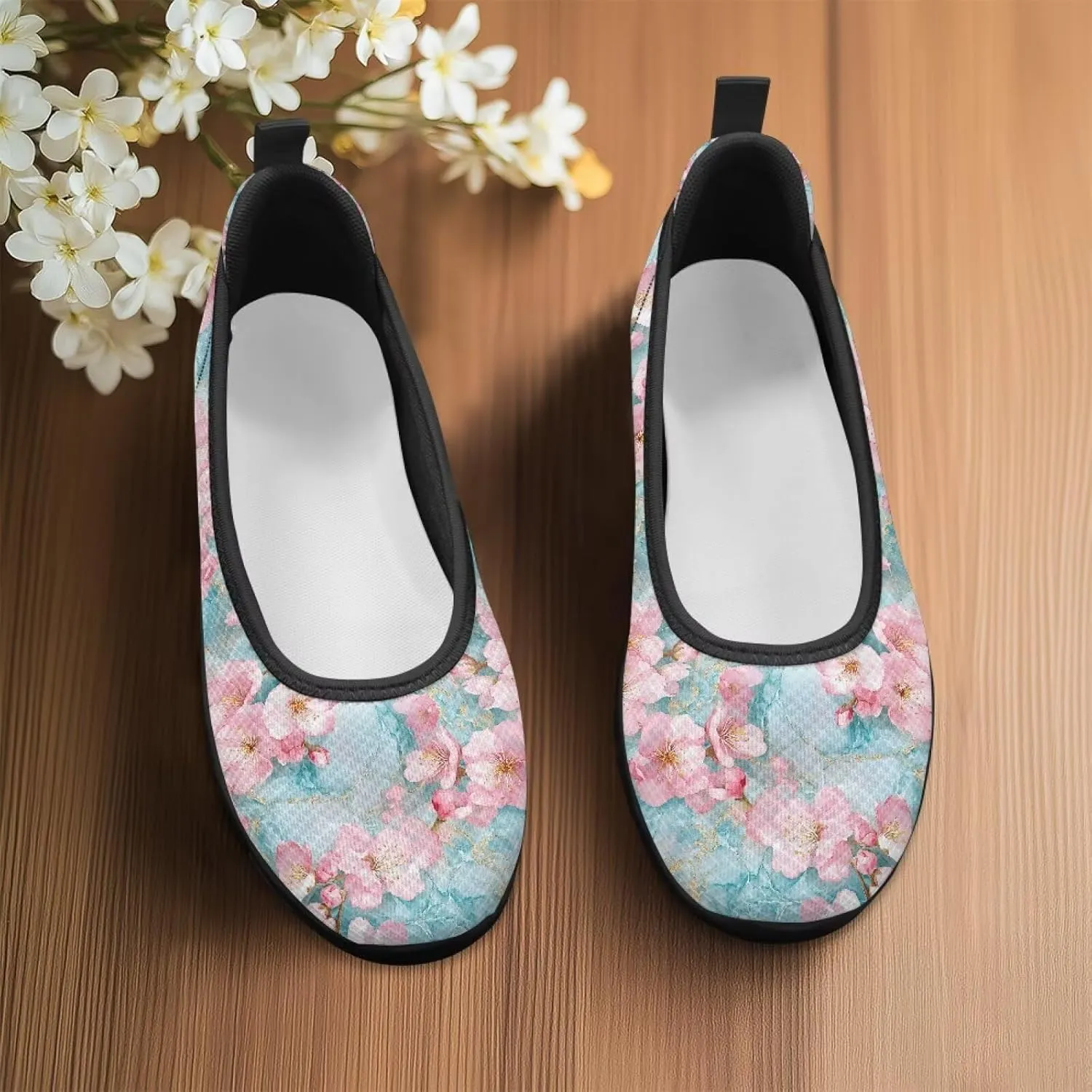 Art Painted Travel Shoes for Women Slip On Flat Casual Mesh Flying Dress Loafers Lightweight Comfort Fashion Sneaker for Ladies US Size 6-11