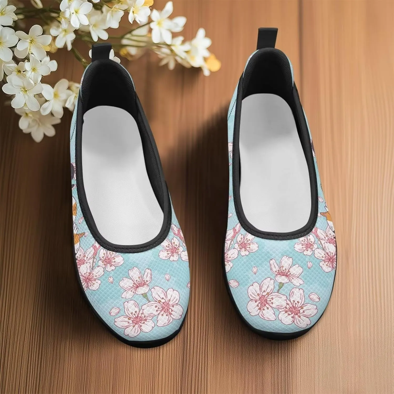 Art Painted Travel Shoes for Women Slip On Flat Casual Mesh Flying Dress Loafers Lightweight Comfort Fashion Sneaker for Ladies US Size 6-11