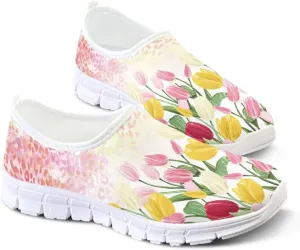 Art Painted Travel Shoes for Women Slip On Flat Casual Mesh Loafers Lightweight Comfort Fashion Sneaker for Ladies Festival Series US Size 5.5-11.5