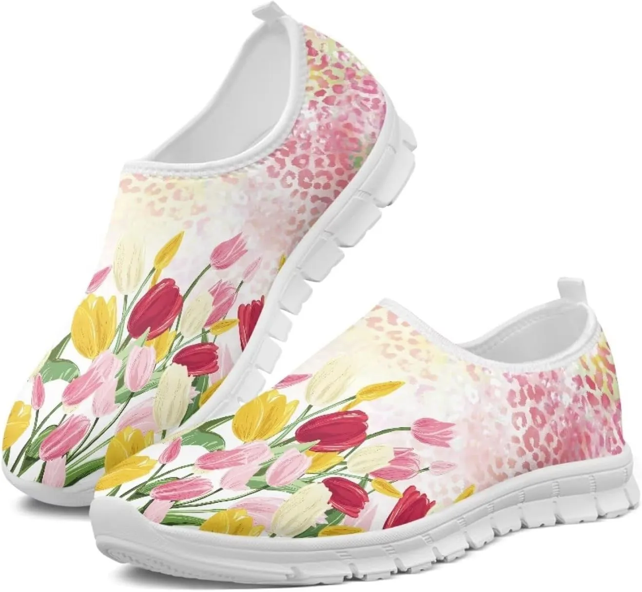 Art Painted Travel Shoes for Women Slip On Flat Casual Mesh Loafers Lightweight Comfort Fashion Sneaker for Ladies Festival Series US Size 5.5-11.5