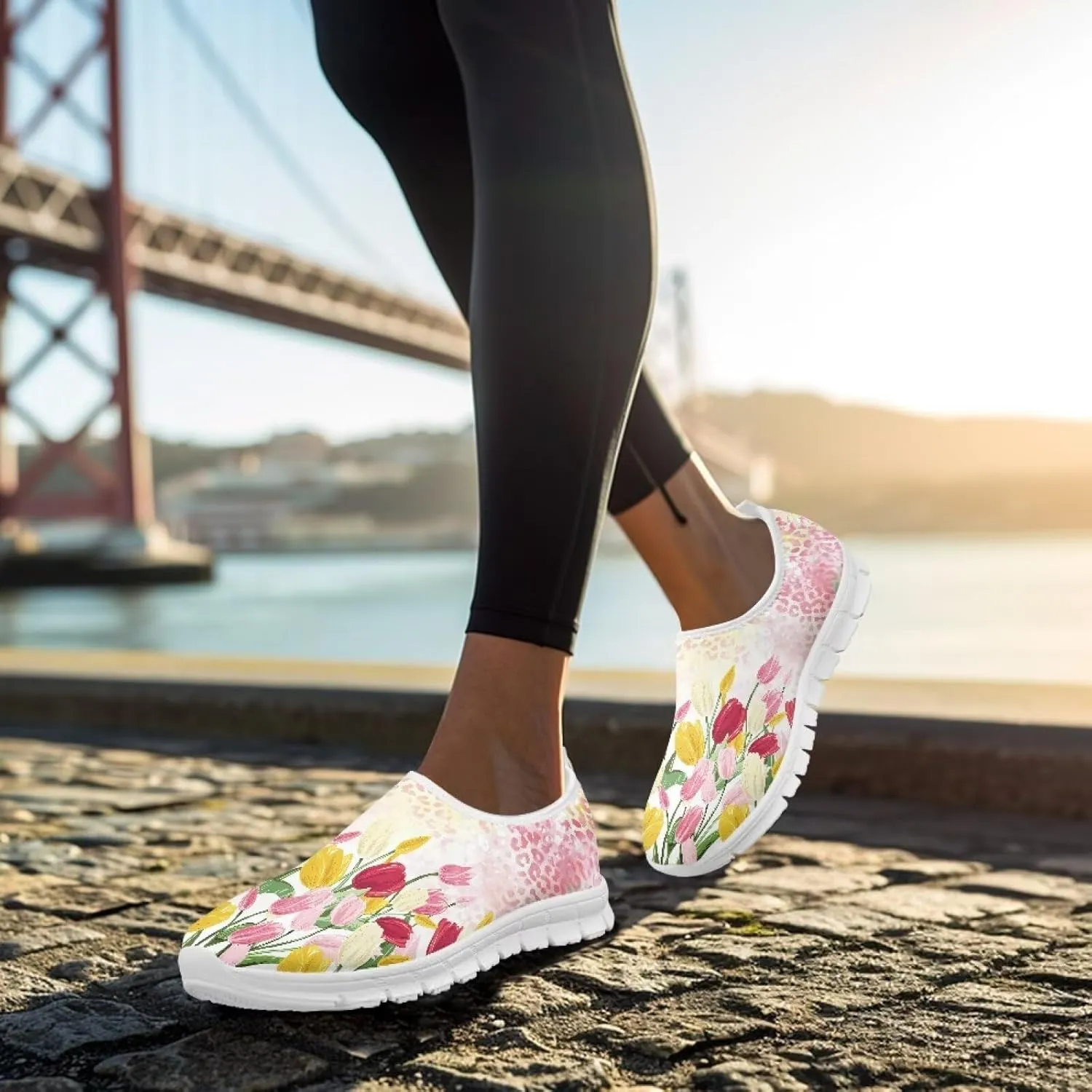 Art Painted Travel Shoes for Women Slip On Flat Casual Mesh Loafers Lightweight Comfort Fashion Sneaker for Ladies Festival Series US Size 5.5-11.5