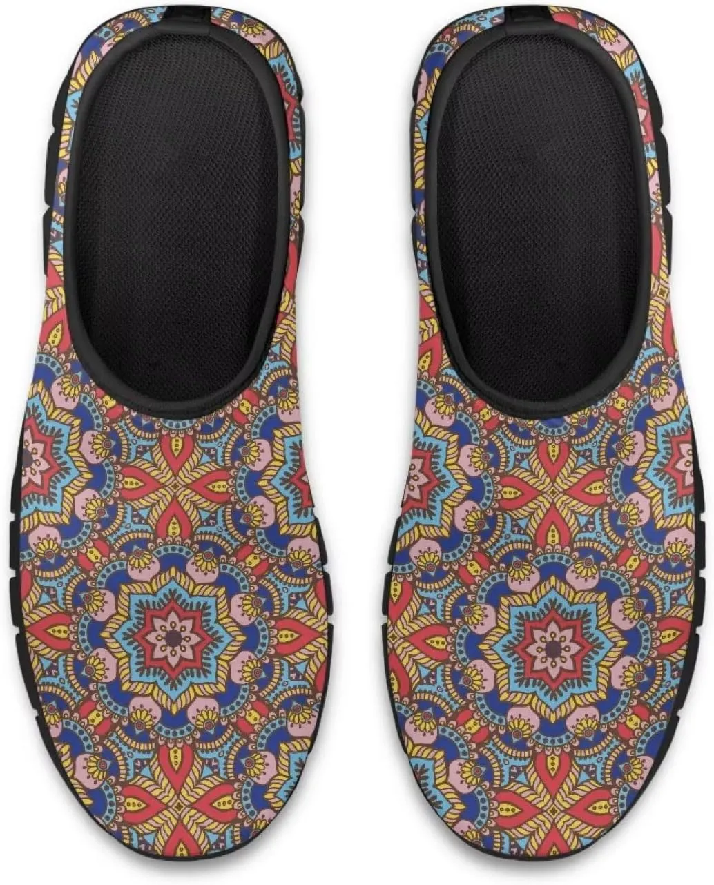 Art Pattern Walking Shoes for Women Slip On Casual Mesh Loafers Lightweight Comfort Ladies Fashion Sneaker for Outdoors Black US Size 5.5-11.5