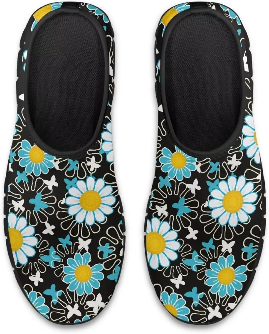 Art Pattern Walking Shoes for Women Slip On Casual Mesh Loafers Lightweight Comfort Ladies Fashion Sneaker for Outdoors Black US Size 5.5-11.5