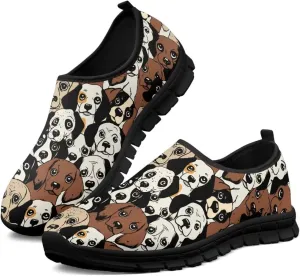 Art Pattern Walking Shoes for Women Slip On Casual Mesh Loafers Lightweight Comfort Ladies Fashion Sneaker for Outdoors Black US Size 5.5-11.5