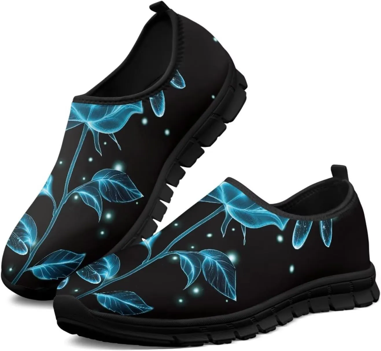 Art Pattern Walking Shoes for Women Slip On Casual Mesh Loafers Lightweight Comfort Ladies Fashion Sneaker for Outdoors Black US Size 5.5-11.5