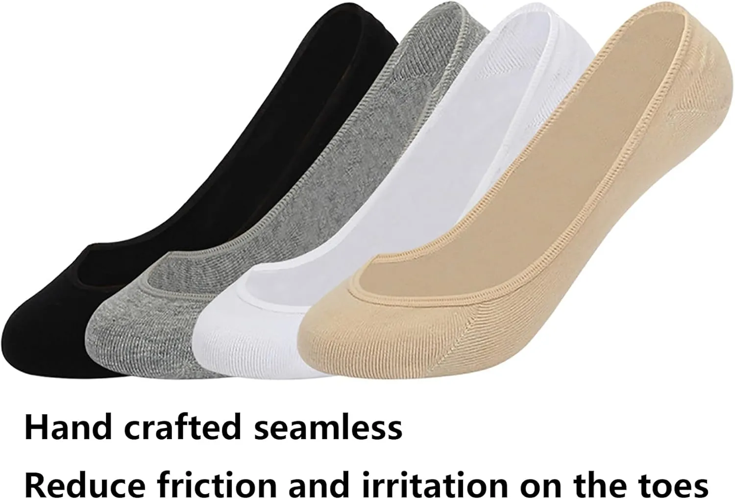 Bestjybt No Show Socks Women Ultra Low Cut Socks Cotton Seamless Non Slip Invisible Liner Footies for Flats 4 Pairs