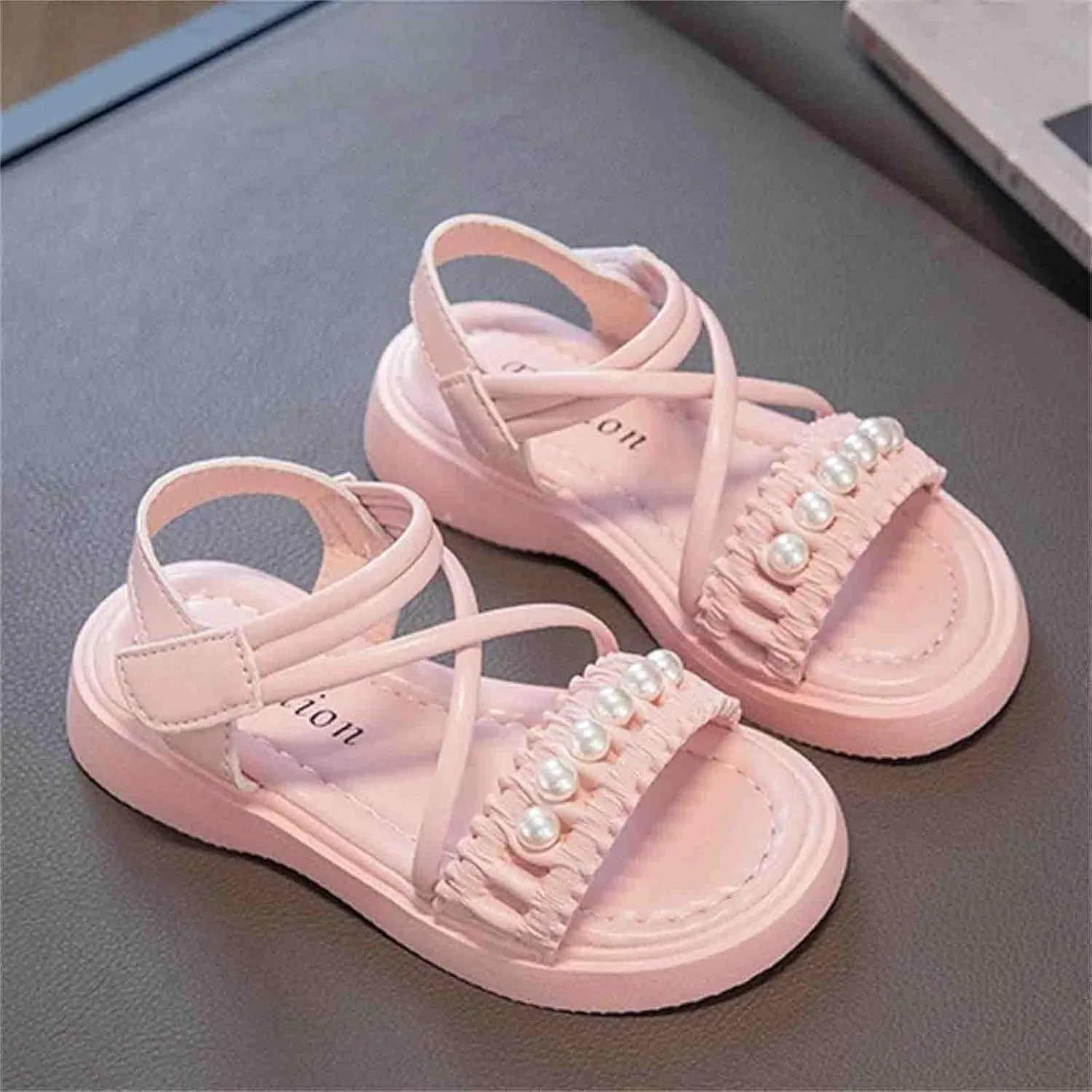 Big Kids Girl Fashion Sandals Summer Pearl Roman Princess Shoes Bottomed Non Slip Daily With Dress Classic Soft Sole Flat