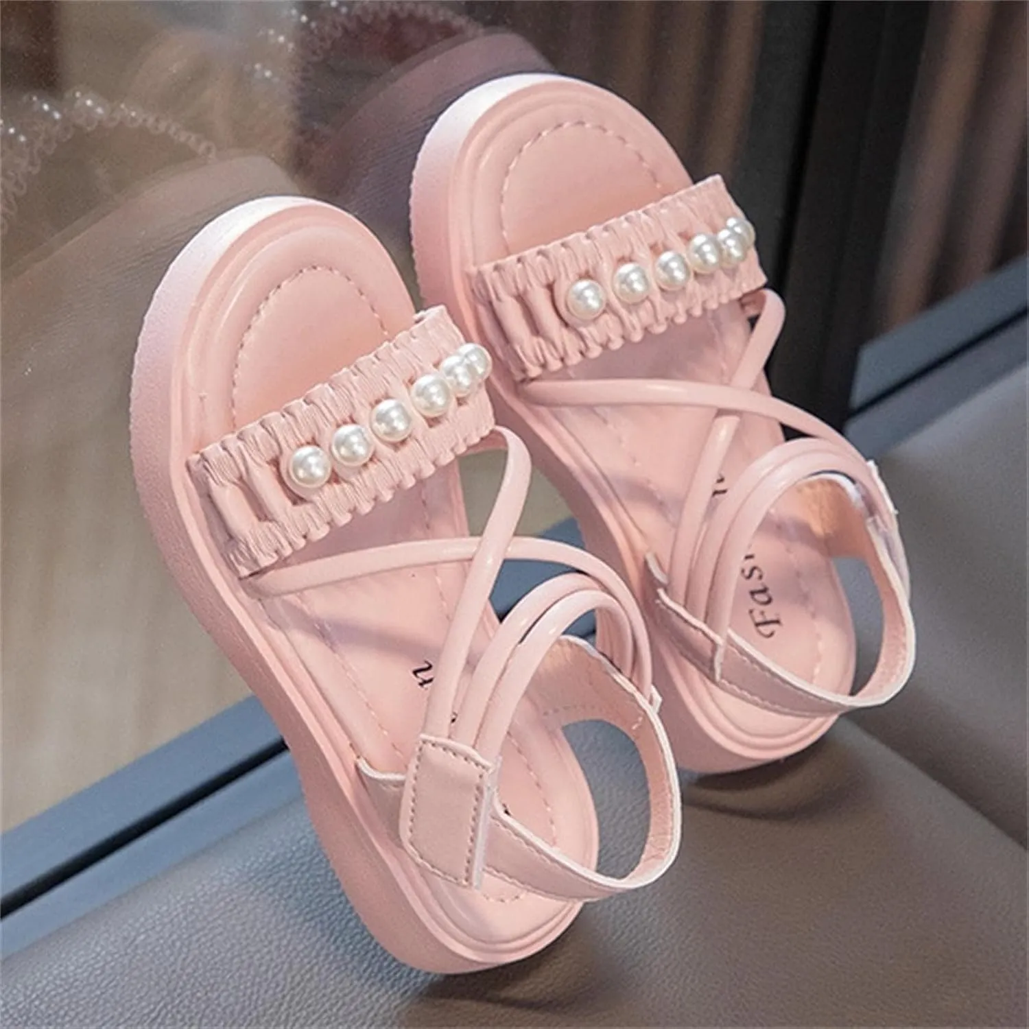Big Kids Girl Fashion Sandals Summer Pearl Roman Princess Shoes Bottomed Non Slip Daily With Dress Classic Soft Sole Flat