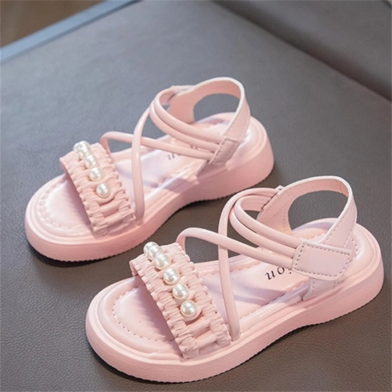 Big Kids Girl Fashion Sandals Summer Pearl Roman Princess Shoes Bottomed Non Slip Daily With Dress Classic Soft Sole Flat