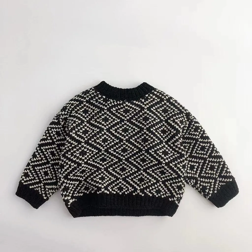 Black & White Diamond Check Sweater
