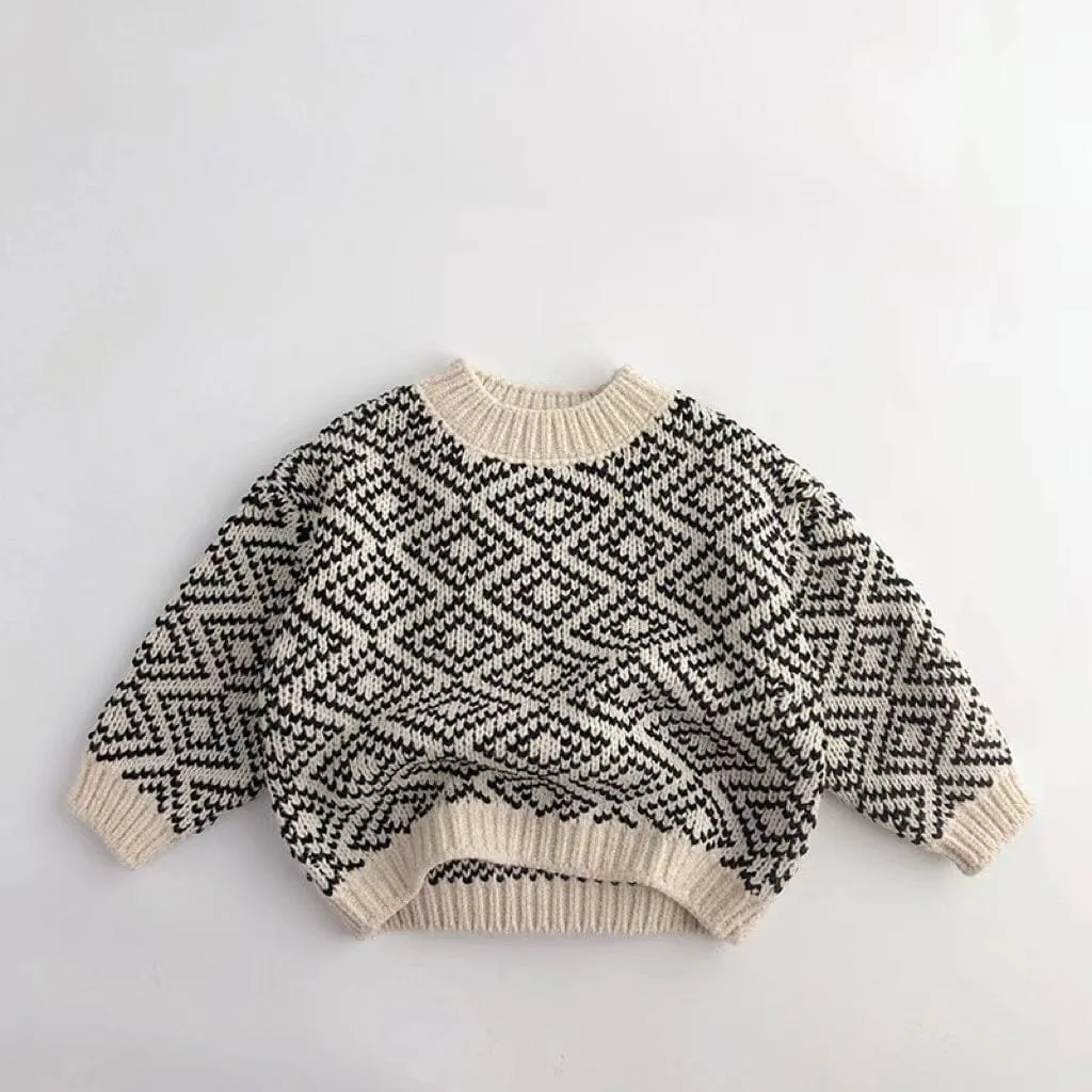 Black & White Diamond Check Sweater