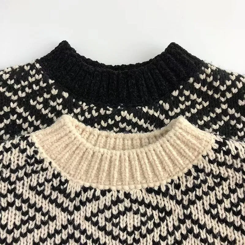 Black & White Diamond Check Sweater
