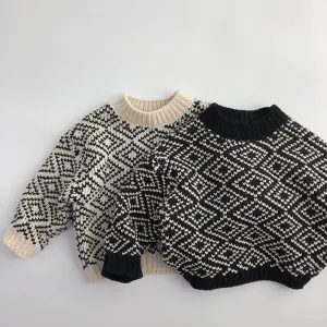 Black & White Diamond Check Sweater