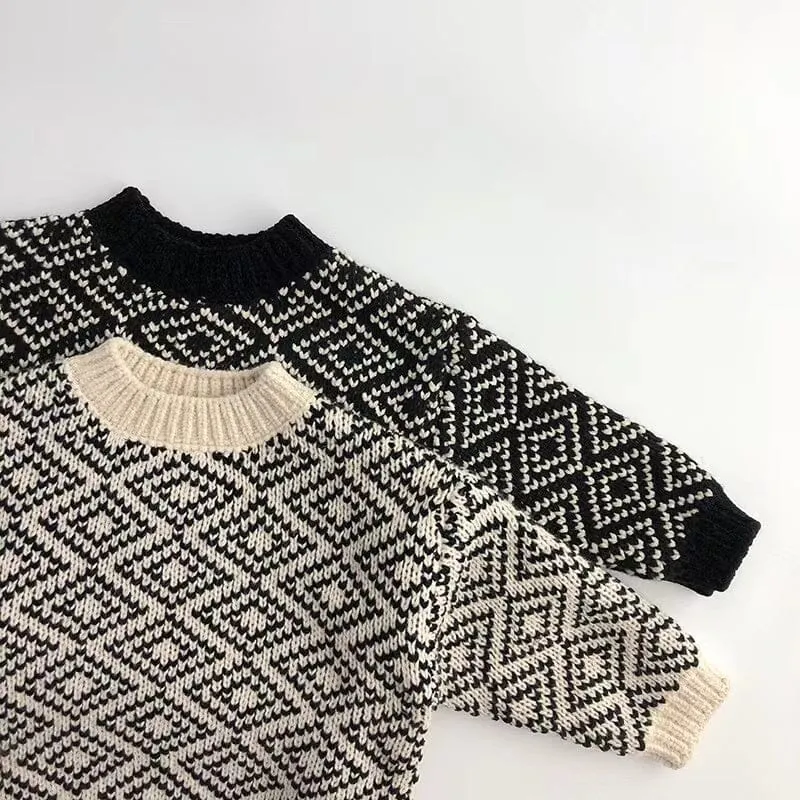 Black & White Diamond Check Sweater
