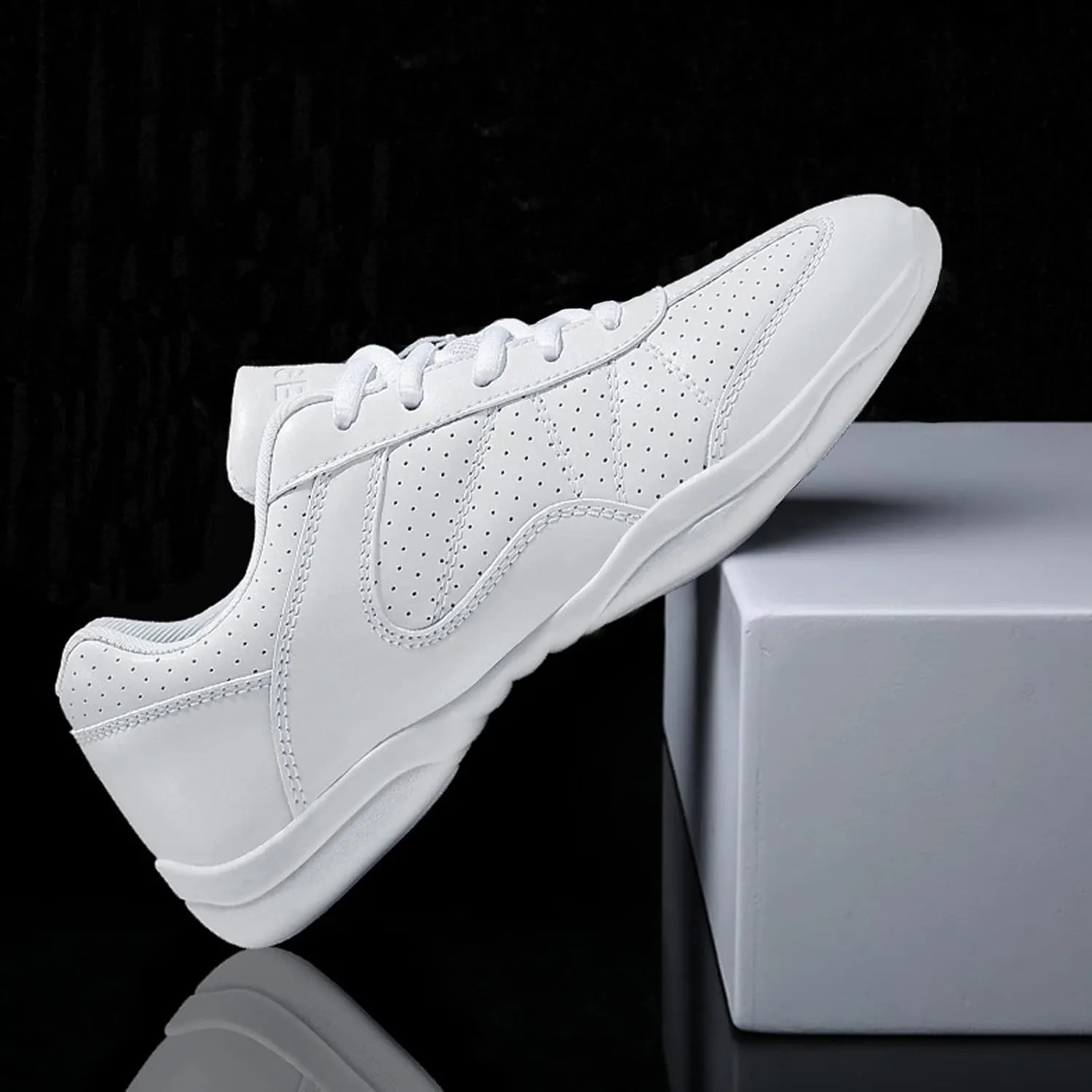 CERYTHRINA Womens White Cheerleading Shoes Girls Athletic Cheer Dance Shoes Lightweight Training Competition Tennis Sneakers Team Sports Shoes