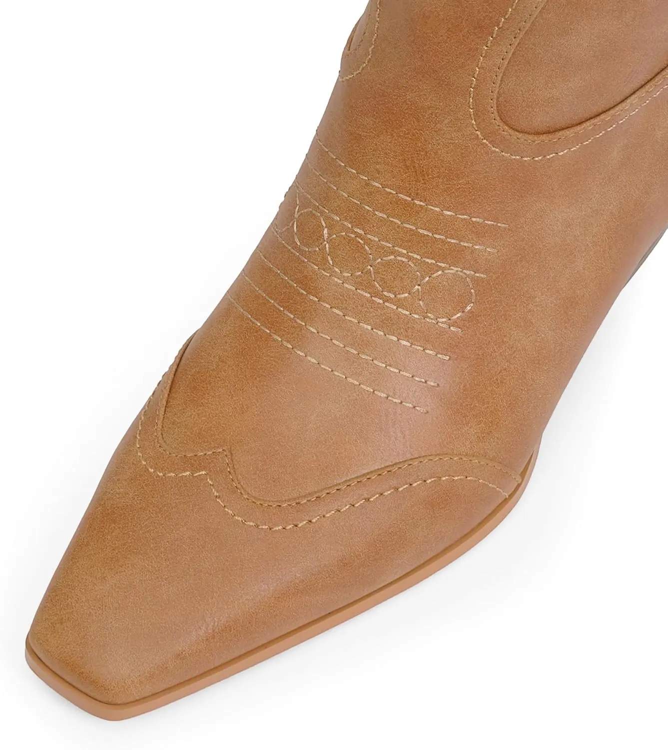 Cowgirl Boots for Women Square Toe Western Cowboy Boots Knee High Chunky Heel Pull On Tall Boots