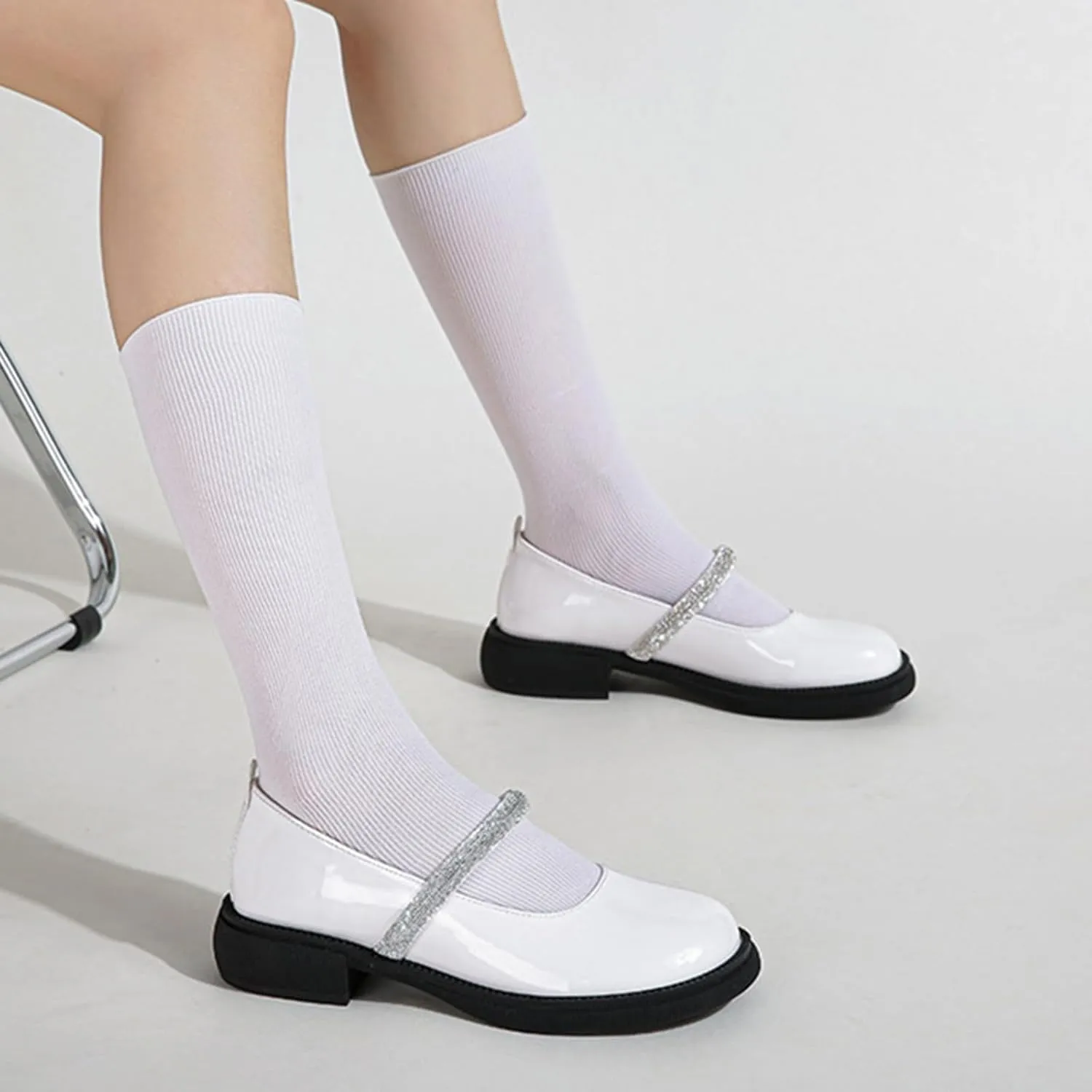 Cozivwaiy Women Mary Jane Flats Bow Kawaii Costume Shoes Round Toe Pumps Low Heel School Dress Shoes for Girls Bowknot Flats