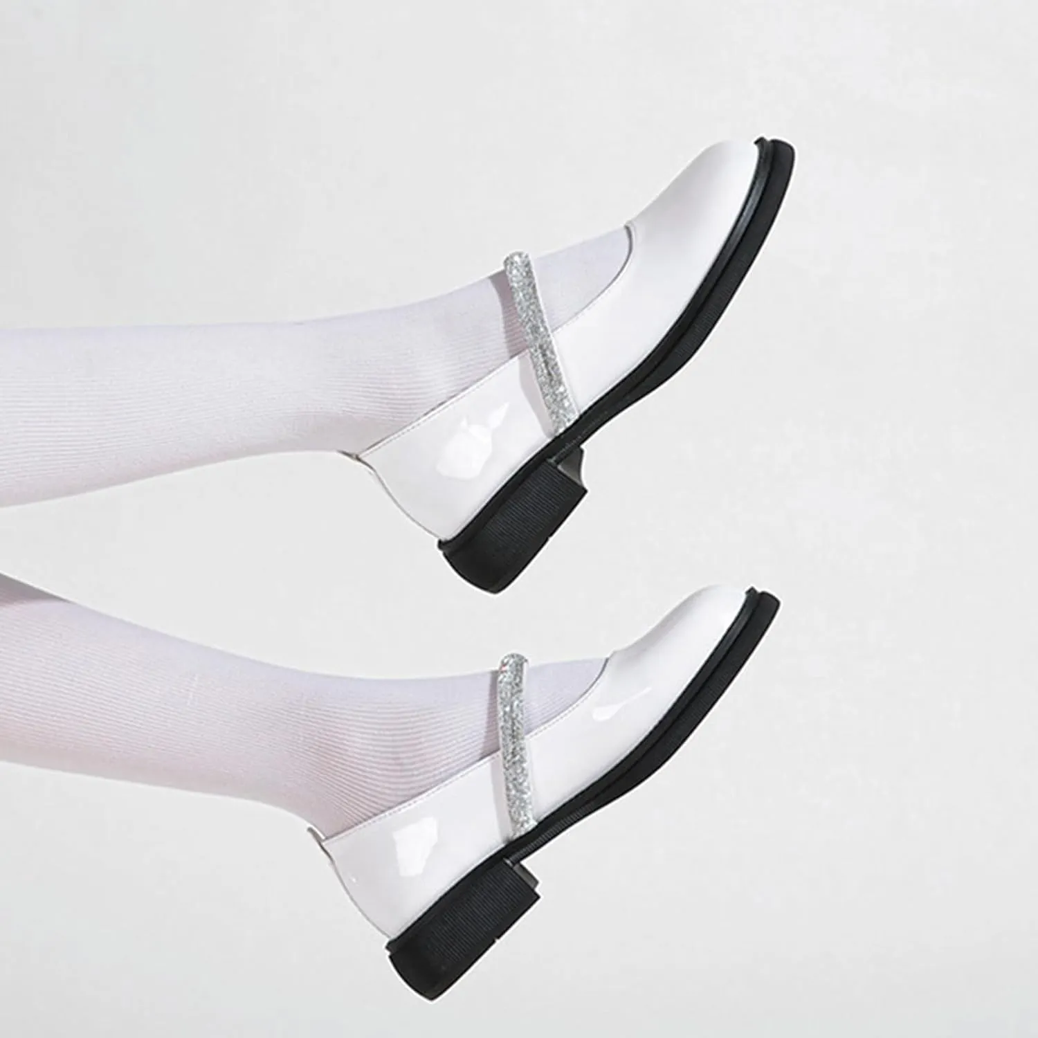 Cozivwaiy Women Mary Jane Flats Bow Kawaii Costume Shoes Round Toe Pumps Low Heel School Dress Shoes for Girls Bowknot Flats