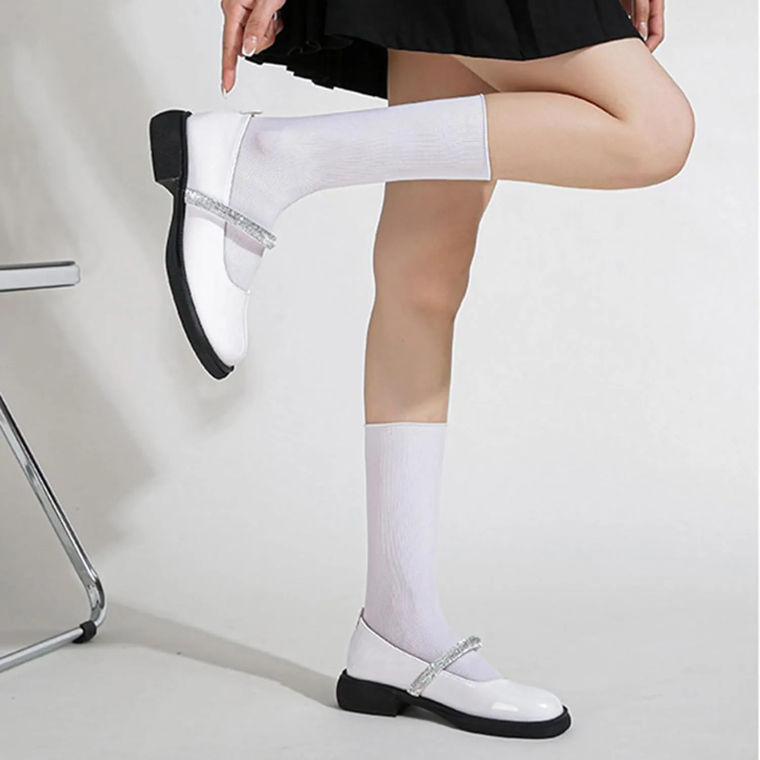 Cozivwaiy Women Mary Jane Flats Bow Kawaii Costume Shoes Round Toe Pumps Low Heel School Dress Shoes for Girls Bowknot Flats