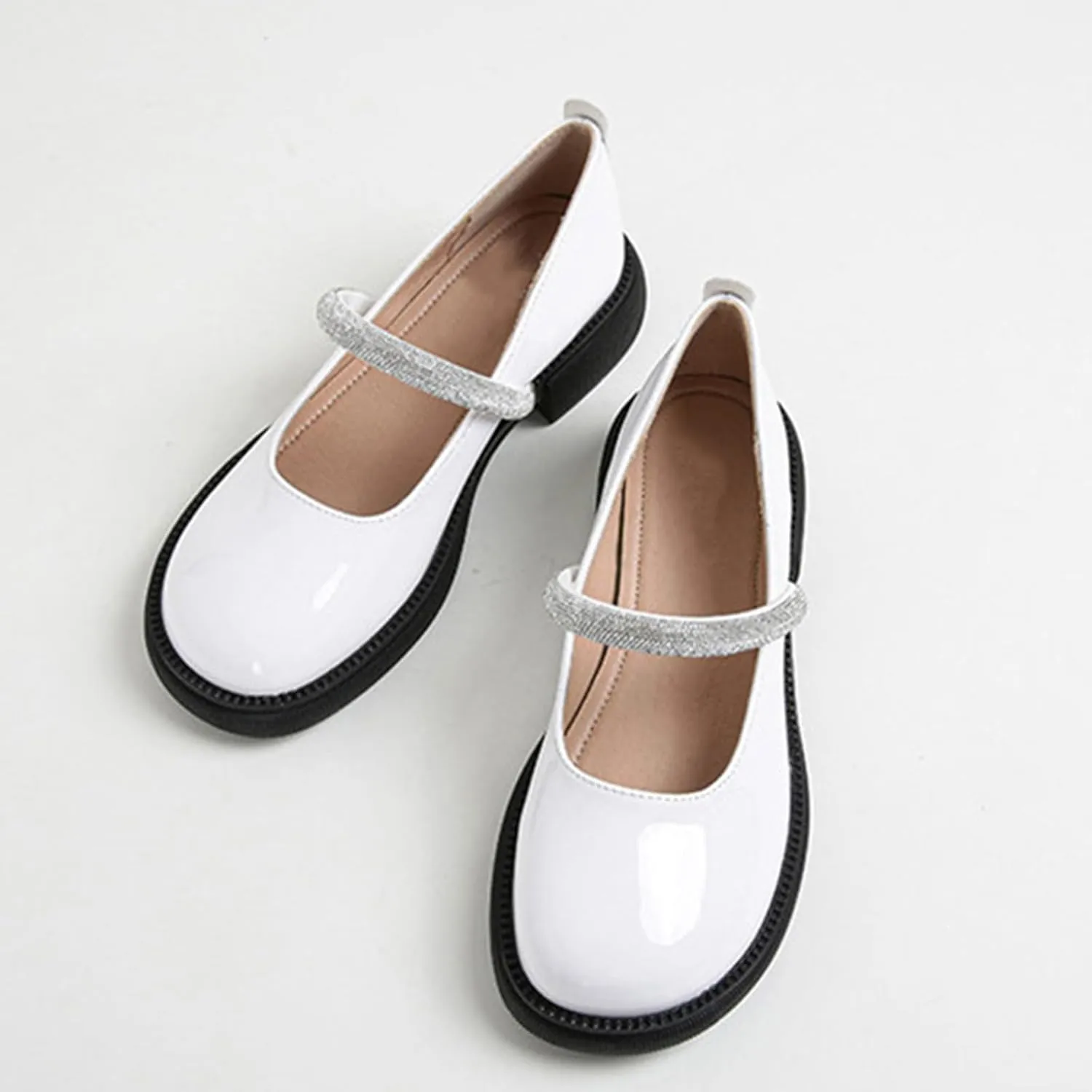 Cozivwaiy Women Mary Jane Flats Bow Kawaii Costume Shoes Round Toe Pumps Low Heel School Dress Shoes for Girls Bowknot Flats