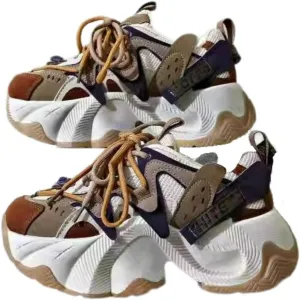 Cute Sneakers for Women Retro Thick Sole Dad Shoes Lace-Up Height Increase Walking Cute Shoes