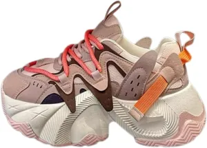 Cute Sneakers for Women Retro Thick Sole Dad Shoes Lace-Up Height Increase Walking Cute Shoes