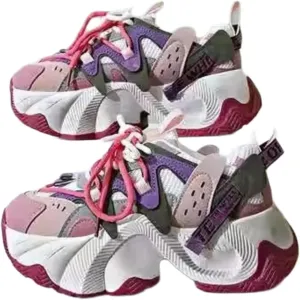 Cute Sneakers for Women Retro Thick Sole Dad Shoes Lace-Up Height Increase Walking Cute Shoes