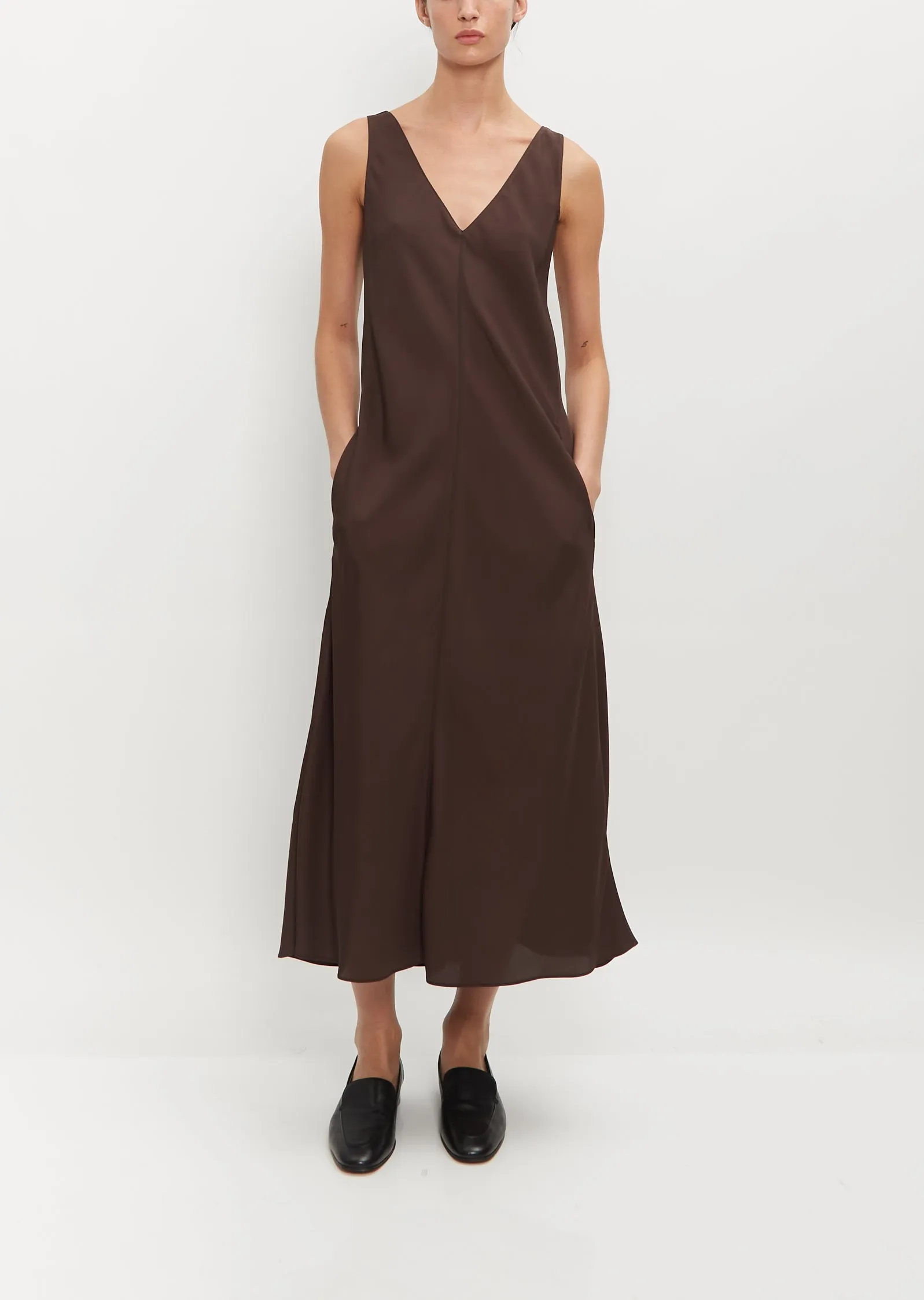 Deep V-Neck Pocket Dress