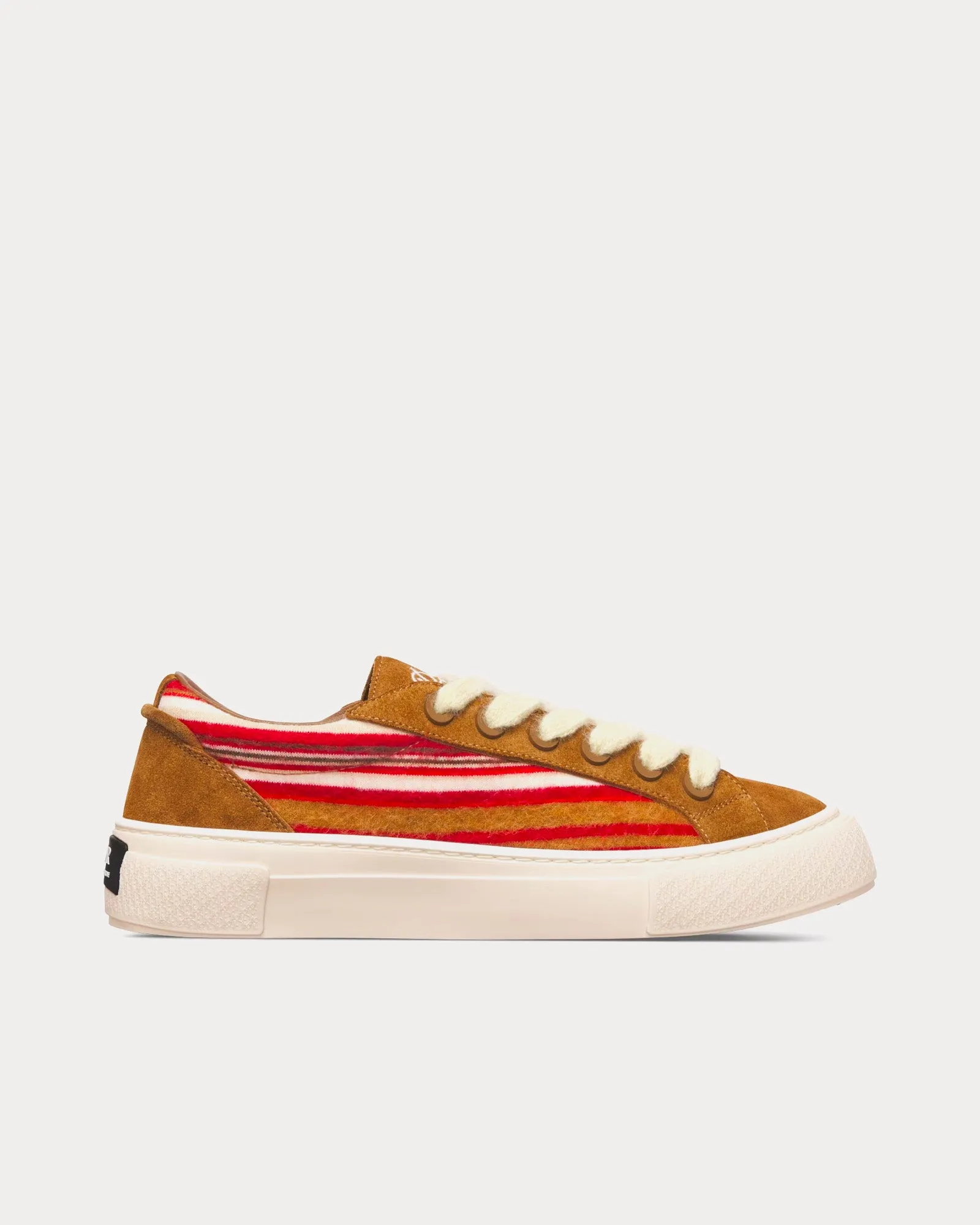 Dior Tears B33 Limited Edition Red Multicolor Mohair and Brown Suede Low Top Sneakers