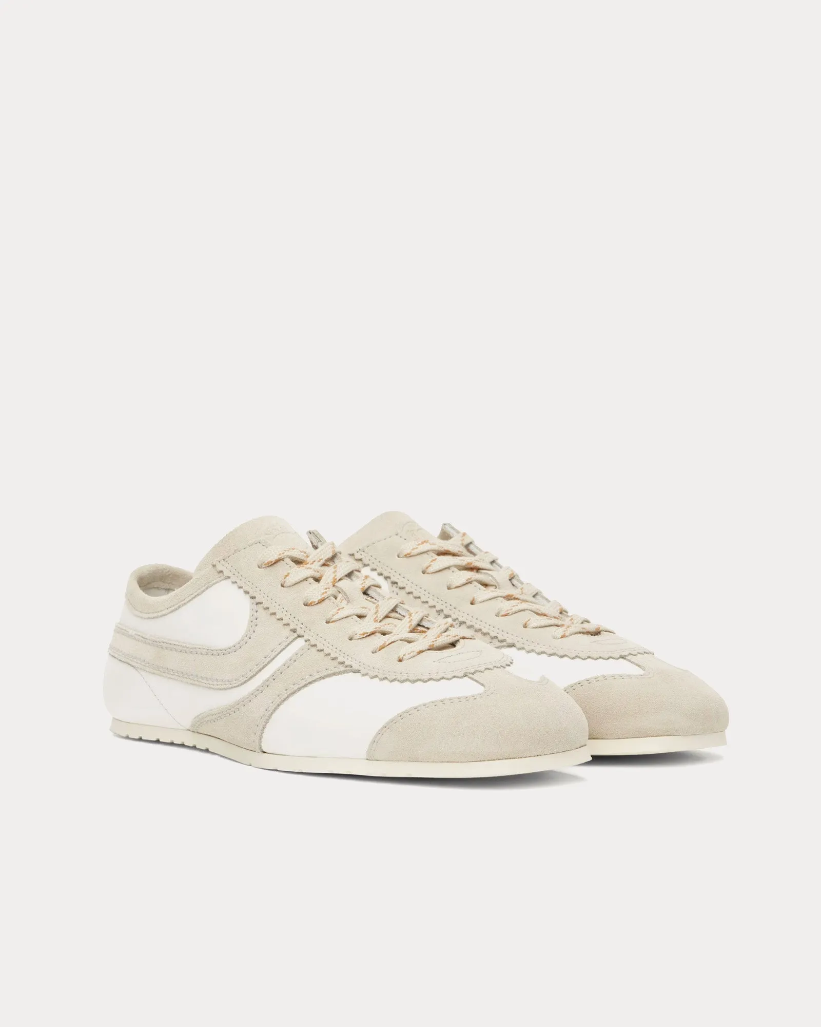 Dustin Suede Leather White / Beige Low Top Sneakers