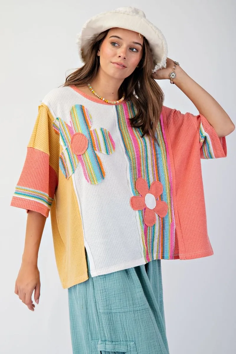 Easel Color Mix Daisy Patch Tunic  Bright & Playful