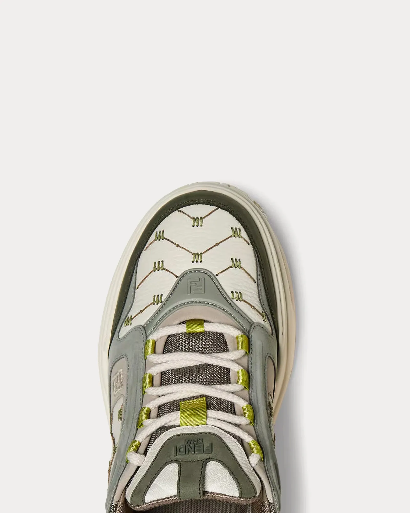 Force Leather & Nubuck White / Green Low Top Sneakers