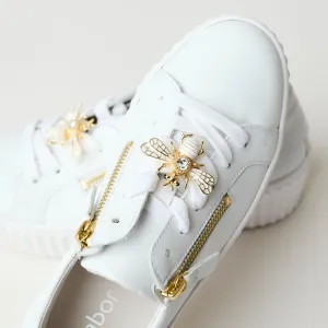 Gabor White Leather Flatform Trainers