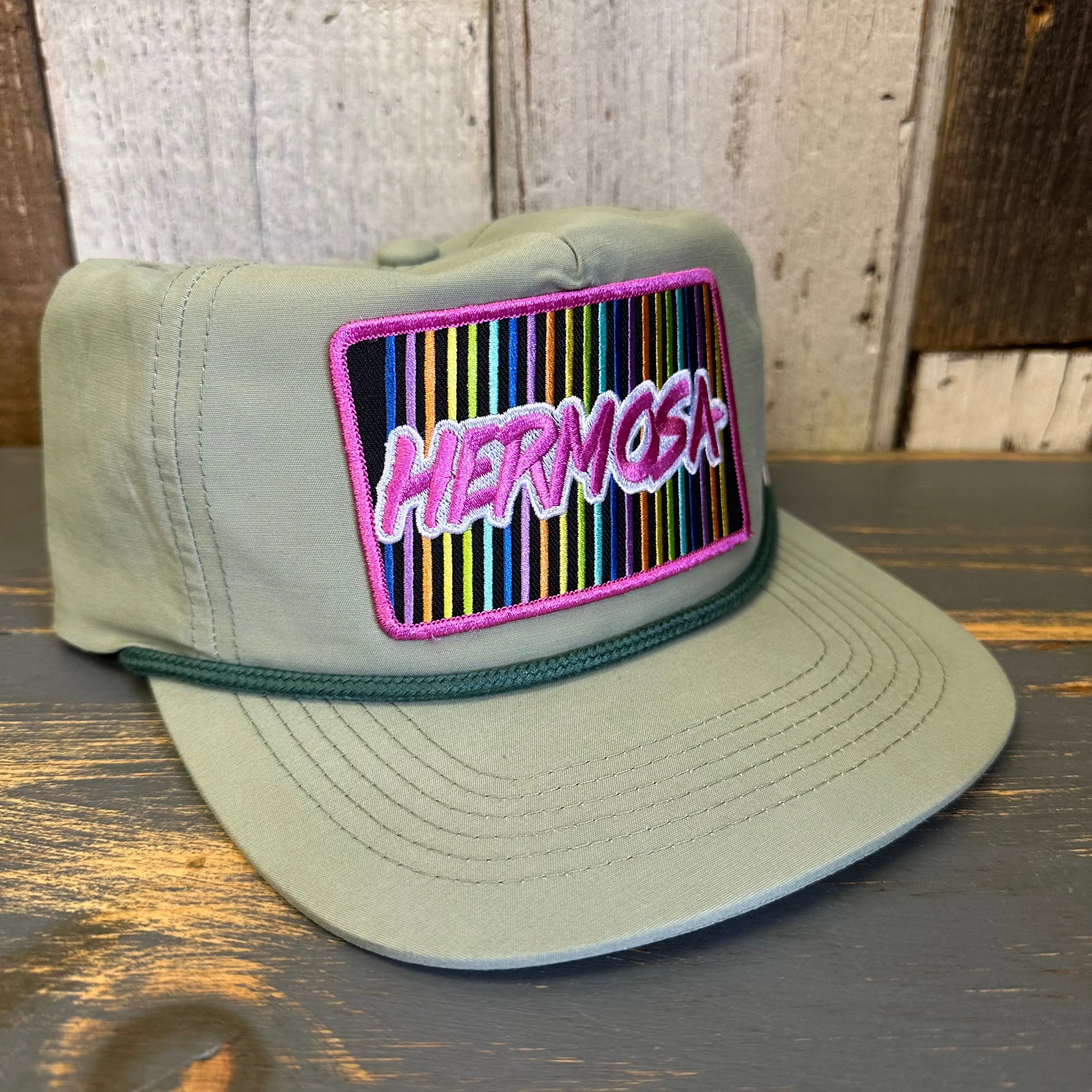 Hermosa Beach HERMOSA'84 Nylon/Cotton Blend Hat - Light Olive Green
