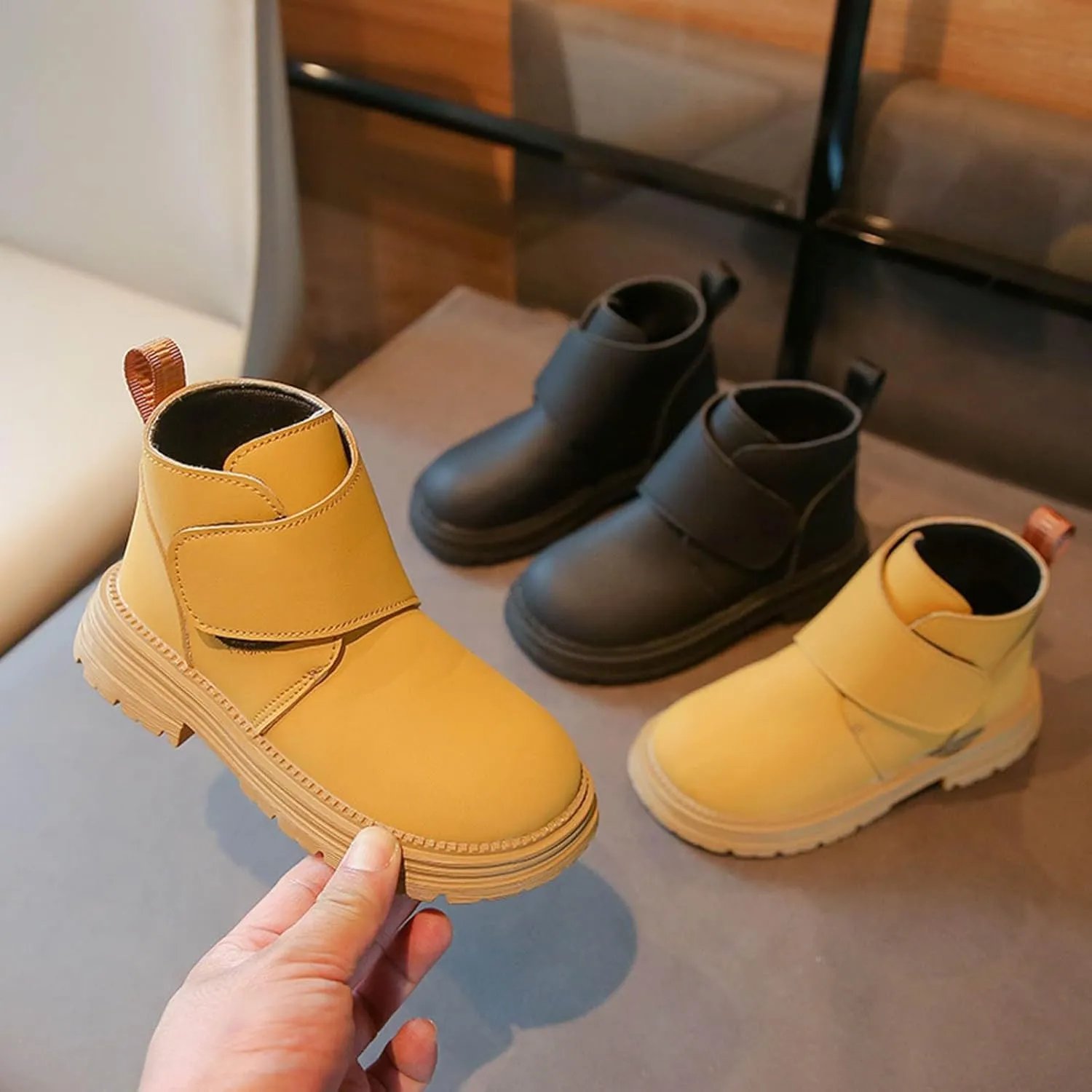 Infant Toddler Kids Winter Ankle Boot Solid Classic Water Proof Rubber Soft Sole Anti Slip Shoes for Outdoor Casual