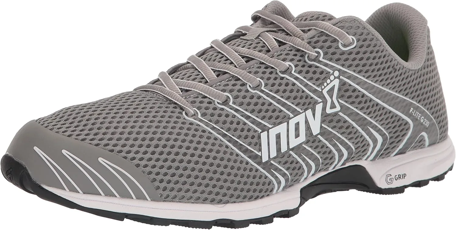 Inov-8 Womens F-Lite G 230 - Minimalist Cross Training Shoes - Classic Model - Graphene Grip Grey/White