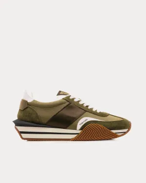 James Suede & Technical Fabric Khaki / Military Green Low Top Sneakers
