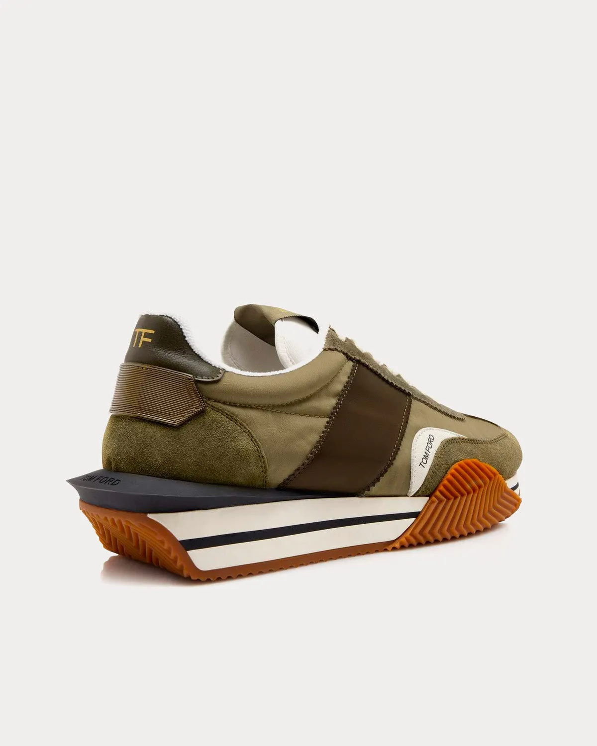James Suede & Technical Fabric Khaki / Military Green Low Top Sneakers