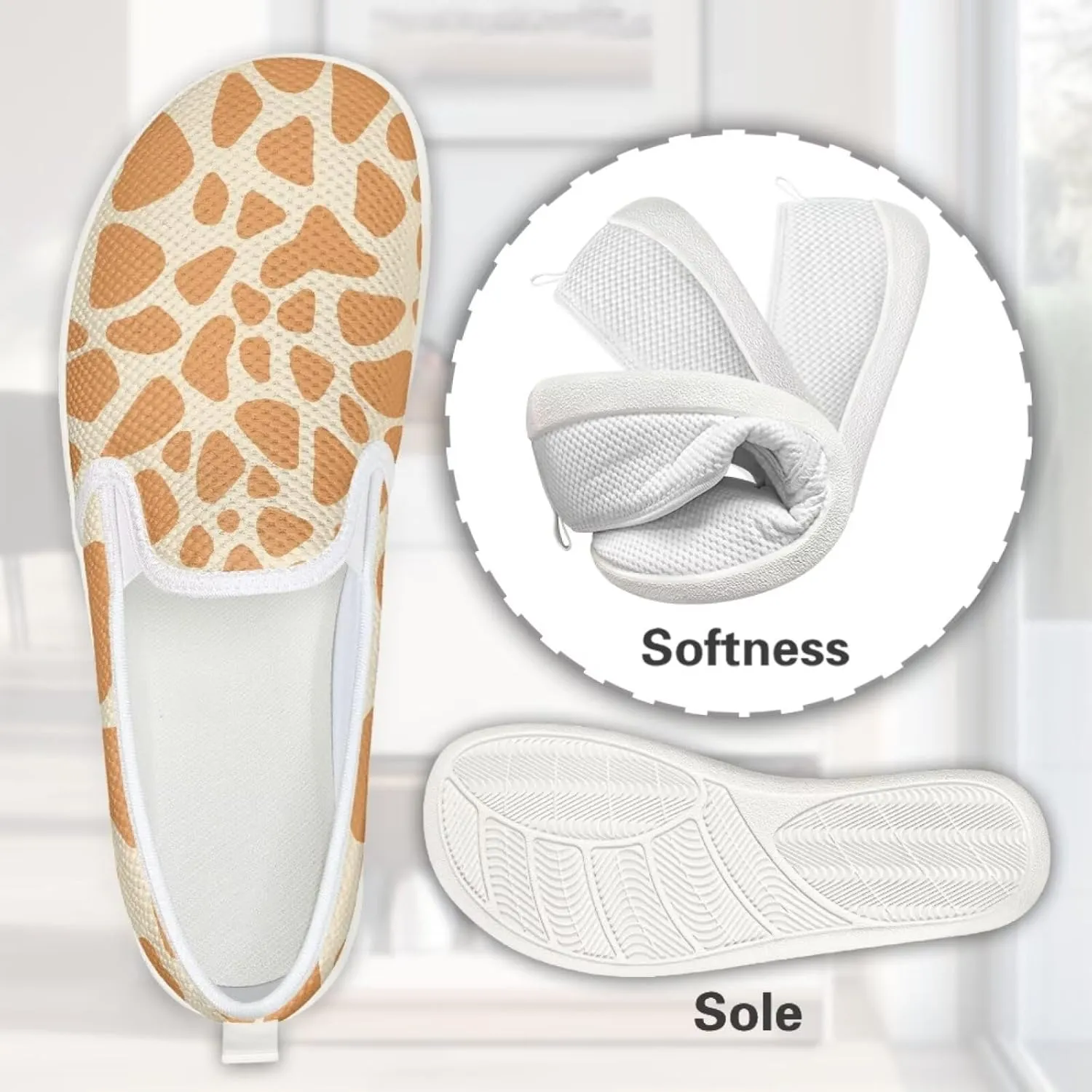 Jeiento Animal Print Casual Shoes for Women Anti-Skid Slip-On Loafers Breathable Walking Shoes