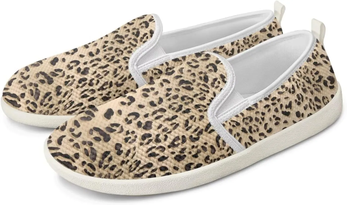 Jeiento Animal Print Casual Shoes for Women Anti-Skid Slip-On Loafers Breathable Walking Shoes