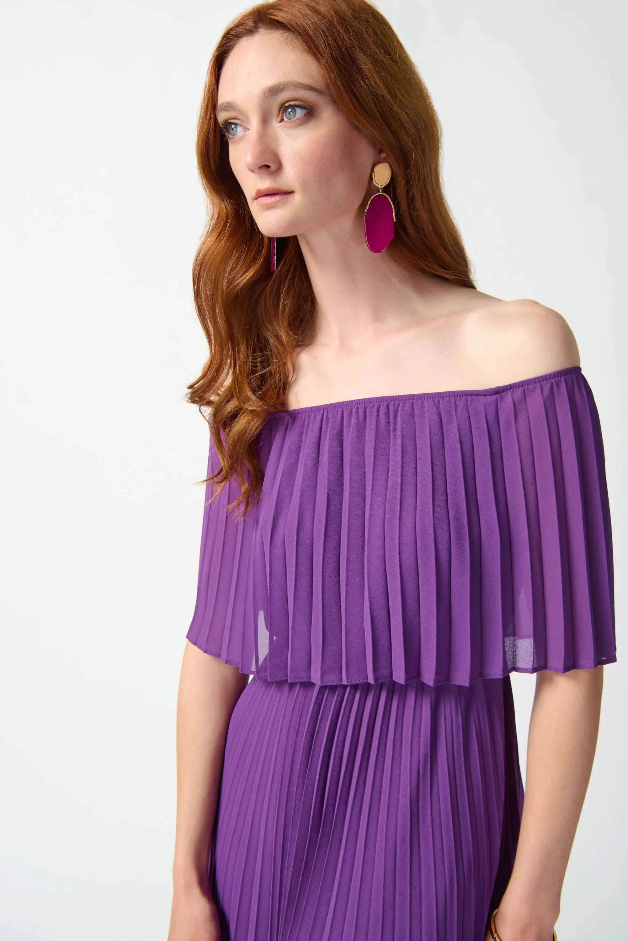Joseph Ribkoff Chiffon Pleated Dress in Majesty 242926