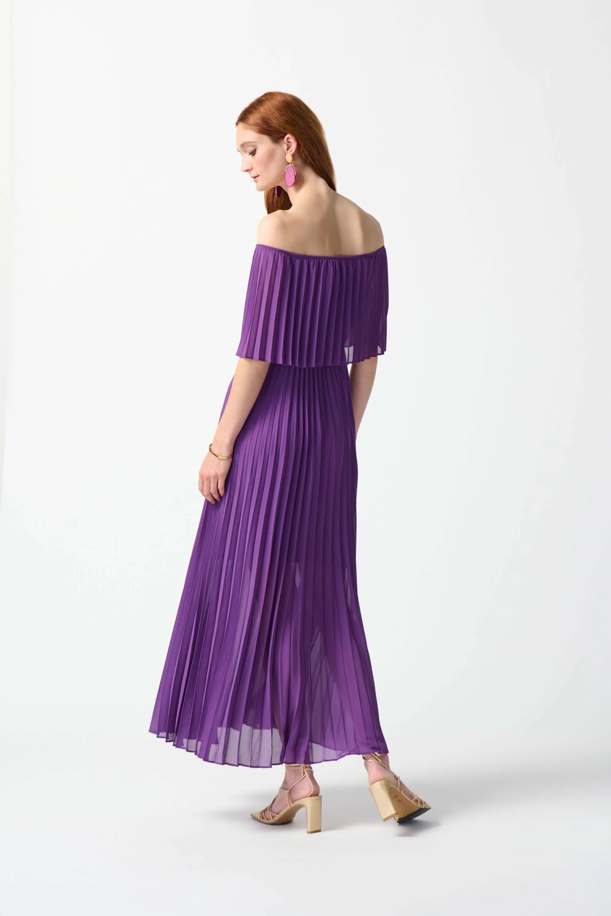 Joseph Ribkoff Chiffon Pleated Dress in Majesty 242926