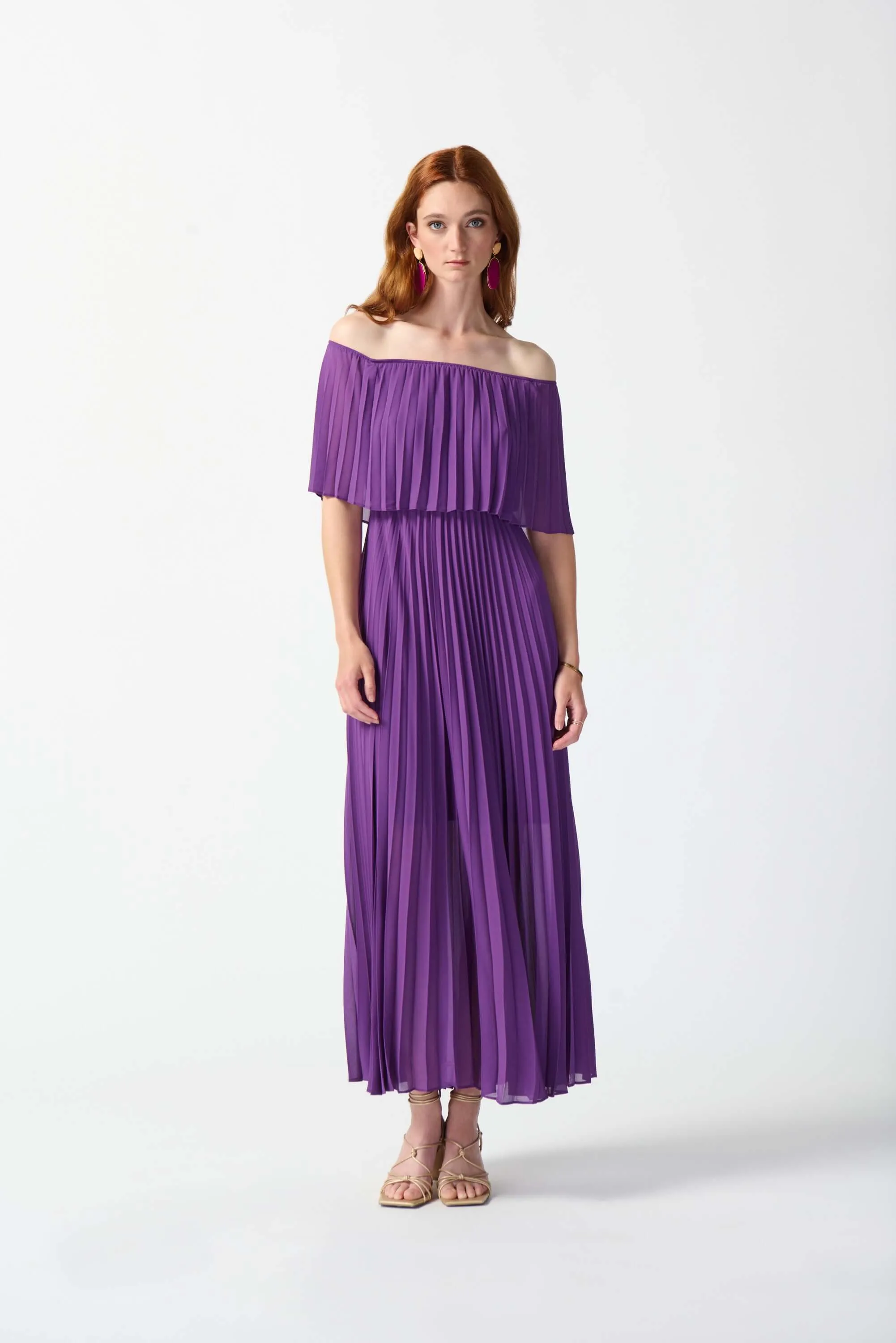 Joseph Ribkoff Chiffon Pleated Dress in Majesty 242926